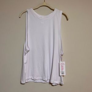 Yogalicious Womens Tank Top White Sleeveless Hi-Low Muscle | Size Medium